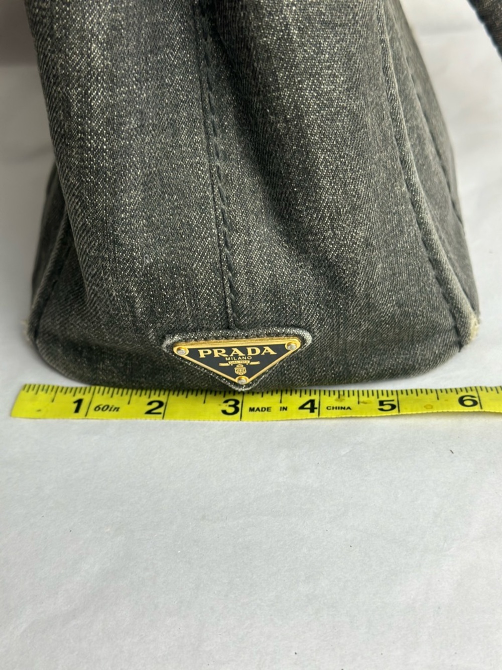 Prada Canapa Washed Black Denim Tote - Picture 16 of 16
